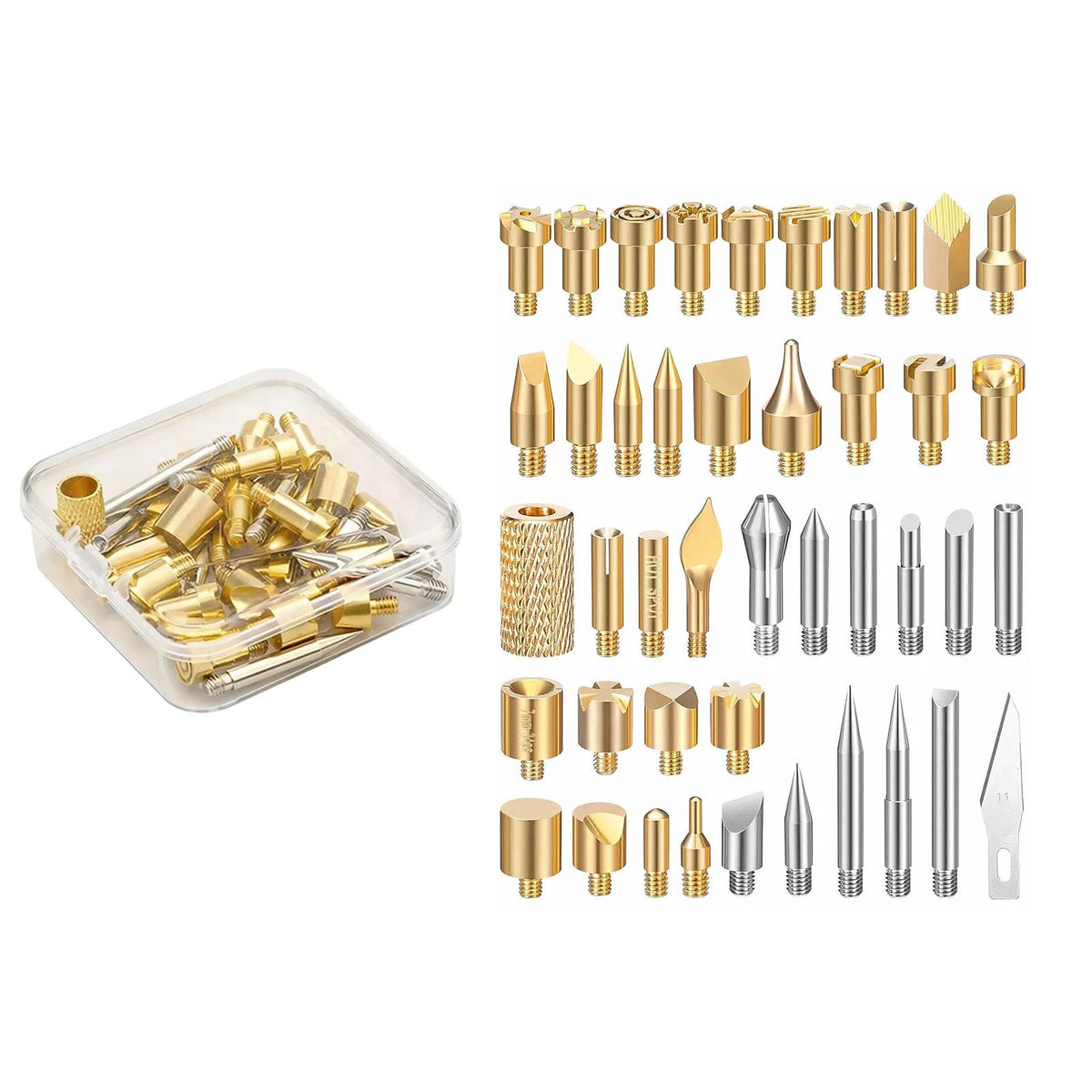 43x Brass Wood Burning Tips for Pyrography Engraving M4 Screw