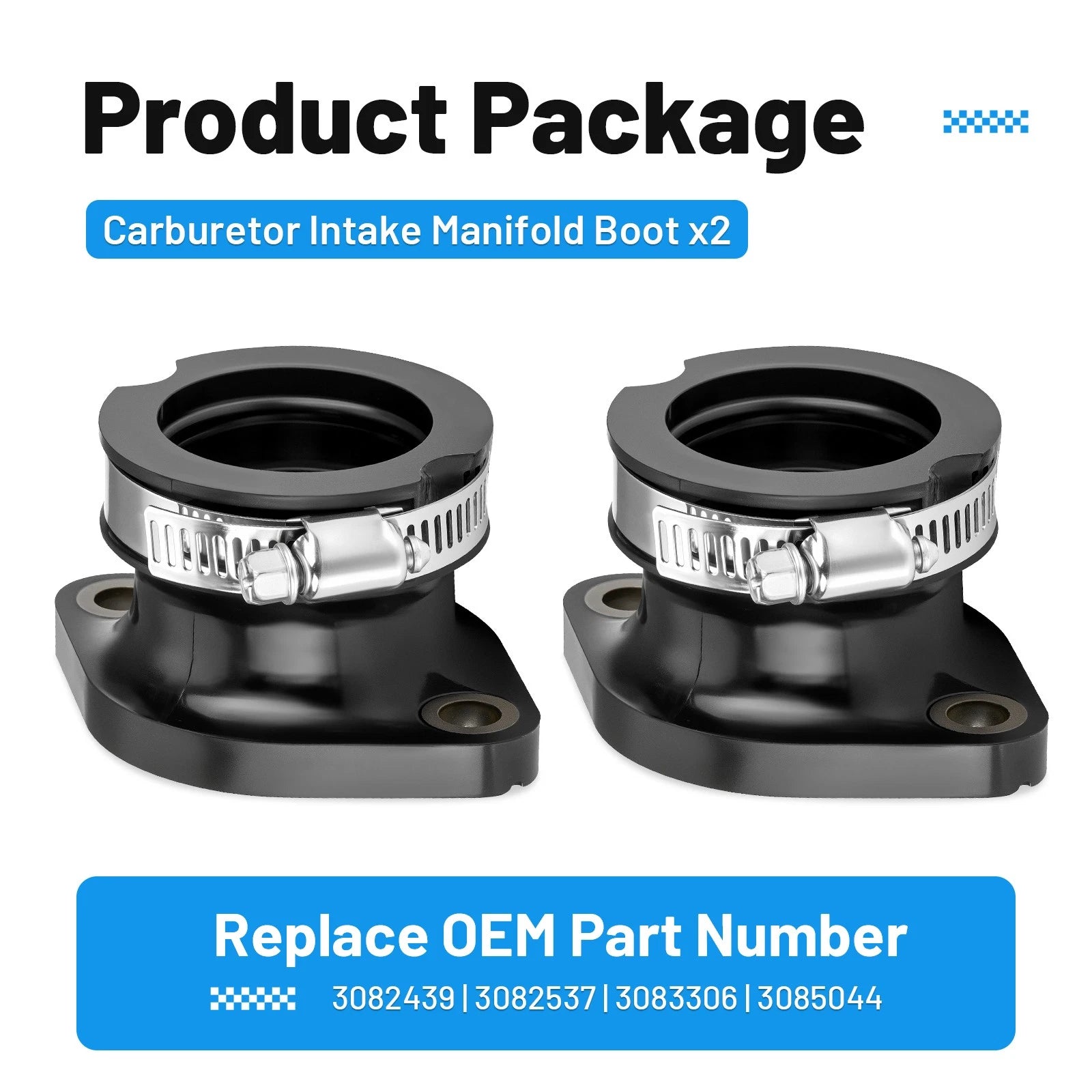 2X Carburetor Intake Manifold Boot for Polaris Wide Trak (1990–2008)