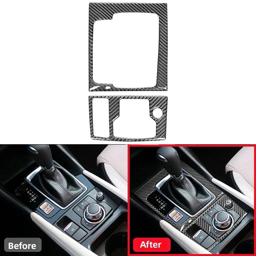 Carbon Fiber Center Control Gear Panel Trim for Mazda 3 Axela (2014–2019)