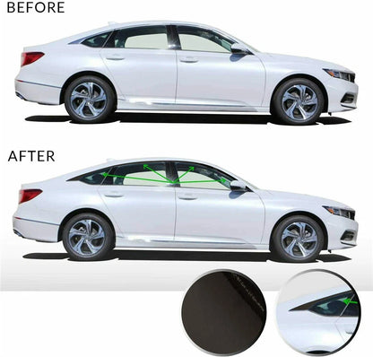 Glossy Black Door Window Upper Frame Wrap Cover Trim for Honda Accord (2018–2020)