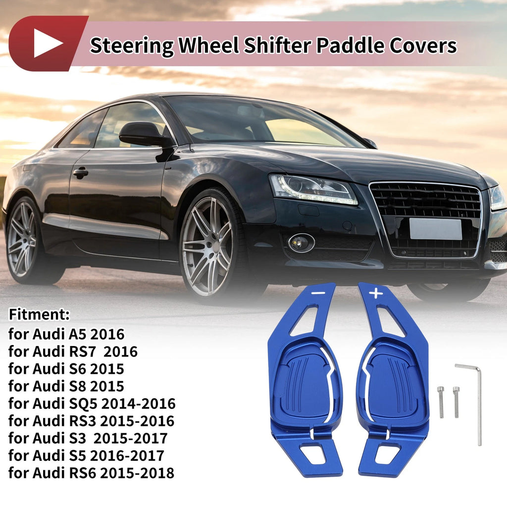 Set Blue Aluminum Steering Wheel Shift Paddles for Audi A5 (2016–2016)