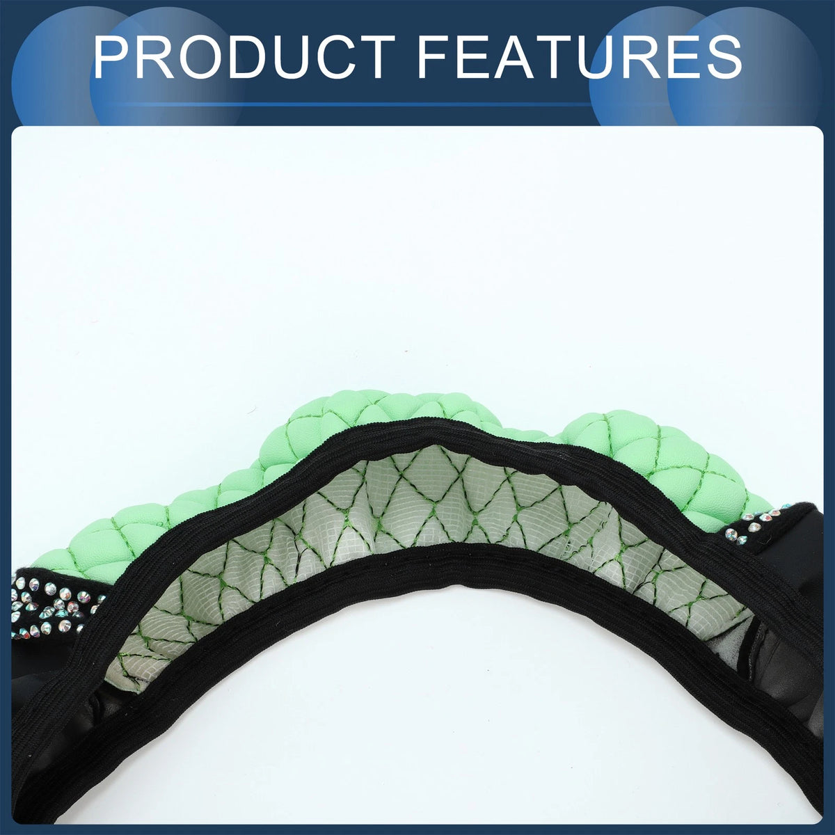 Steering Wheel Cover 14.6"-15" for Universal Vehicles (1 Pc) - Green Faux Leather