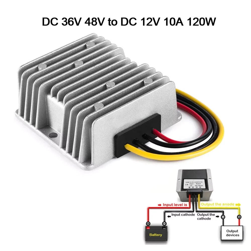 Voltage Reducer Converter Regulator DC48V to DC12V 10A Waterproof For Golf Cart