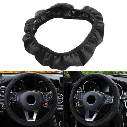 Steering Wheel Cover for Car SUV (15") Black Microfiber Leather
