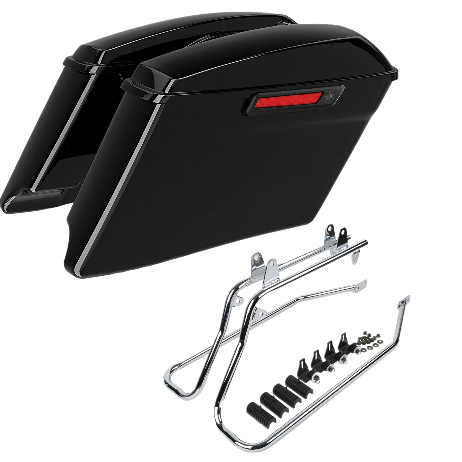 4" Stretched Hard Saddlebags & Conversion Bracket for Harley Softail (1984–2017)