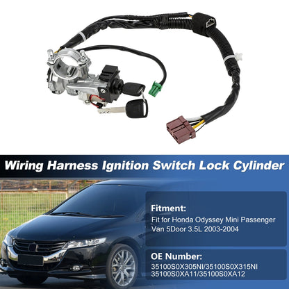 Ignition Lock Cylinder Switch W/2 Keys for Honda Odyssey (2003–2004) 35100S0X305NI