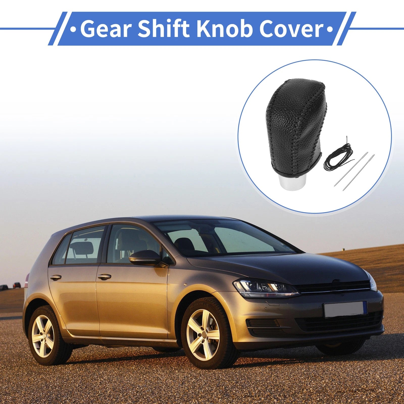 Gear Shift Knob Cover Pebbled Black Replacement for Volkswagen Golf (2015–2019)