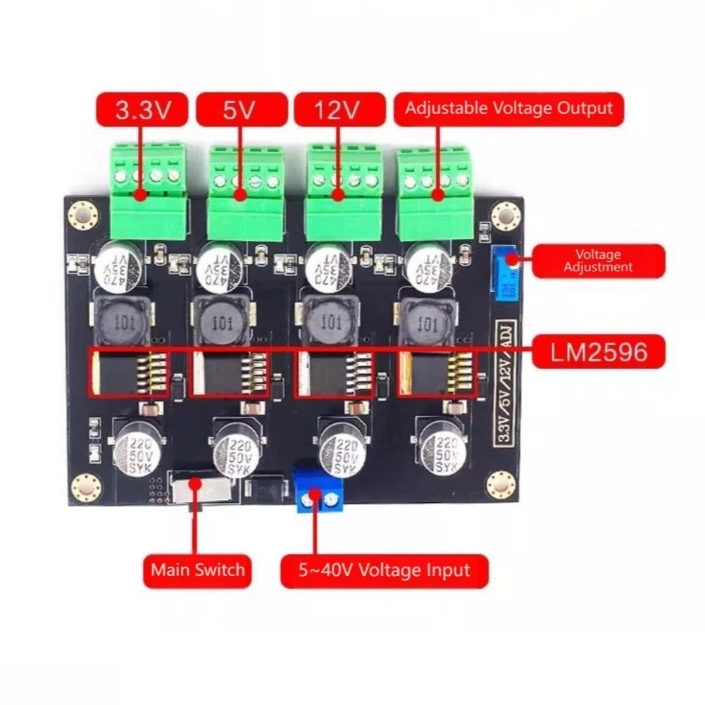 DC-DC Adjustable Voltage Regulator Power Supply 5V-40V Input 3A
