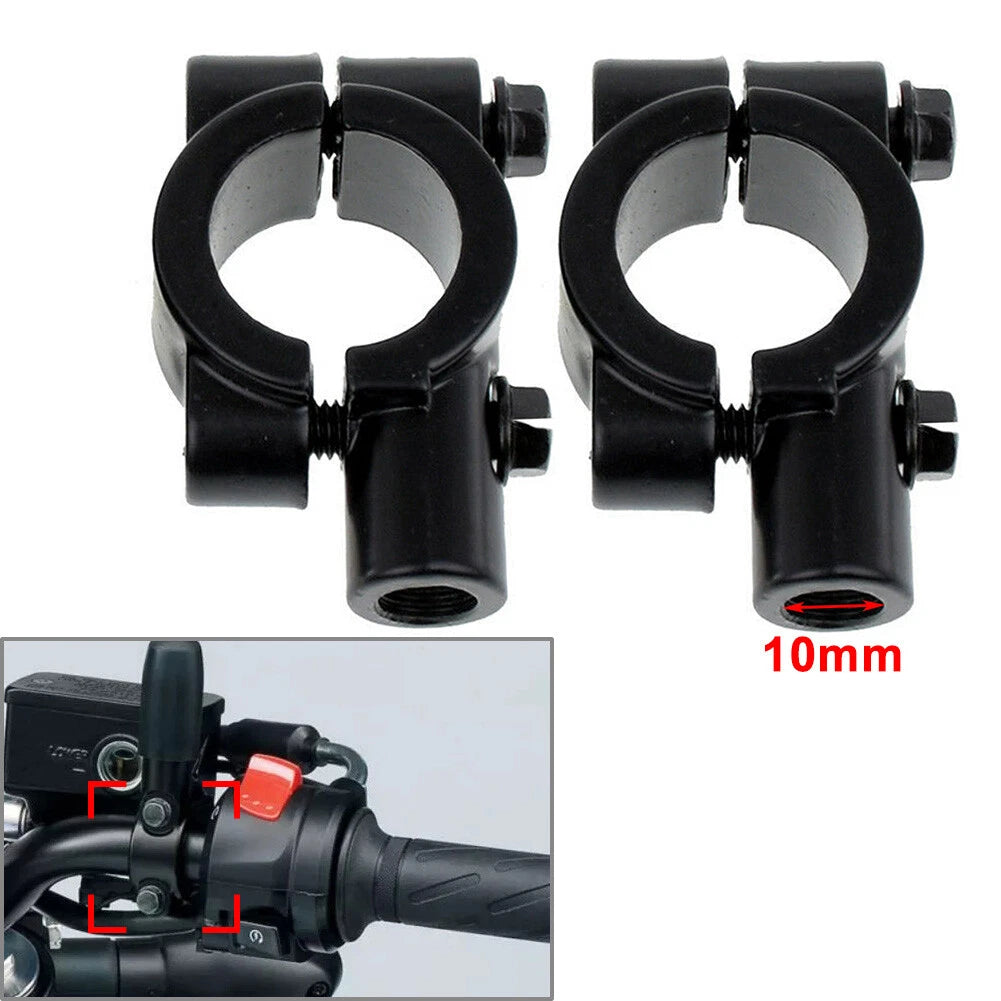 22MM M10 Black Motorcycle Handlebar Mirror Mount Holder for Universal