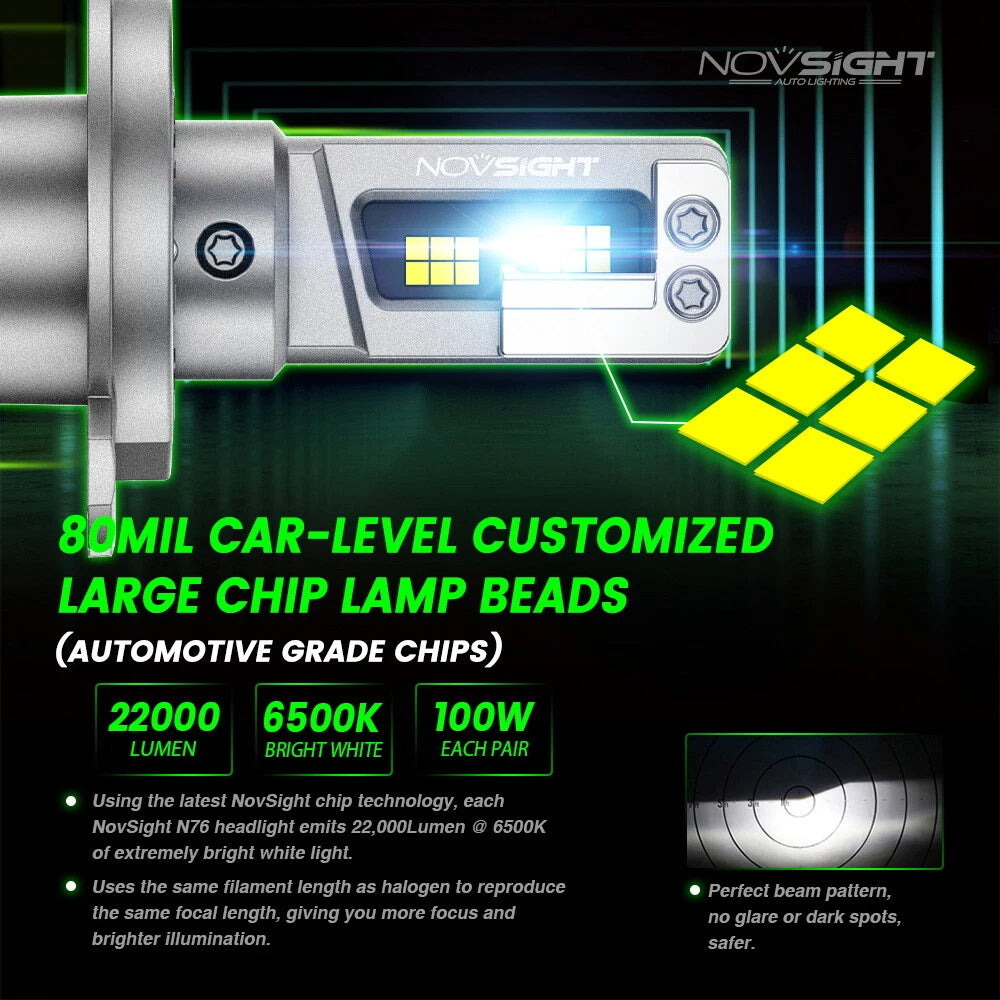 H4 9003 LED Headlight Bulbs Conversion Kit for Hi/Lo Beam (6500K)