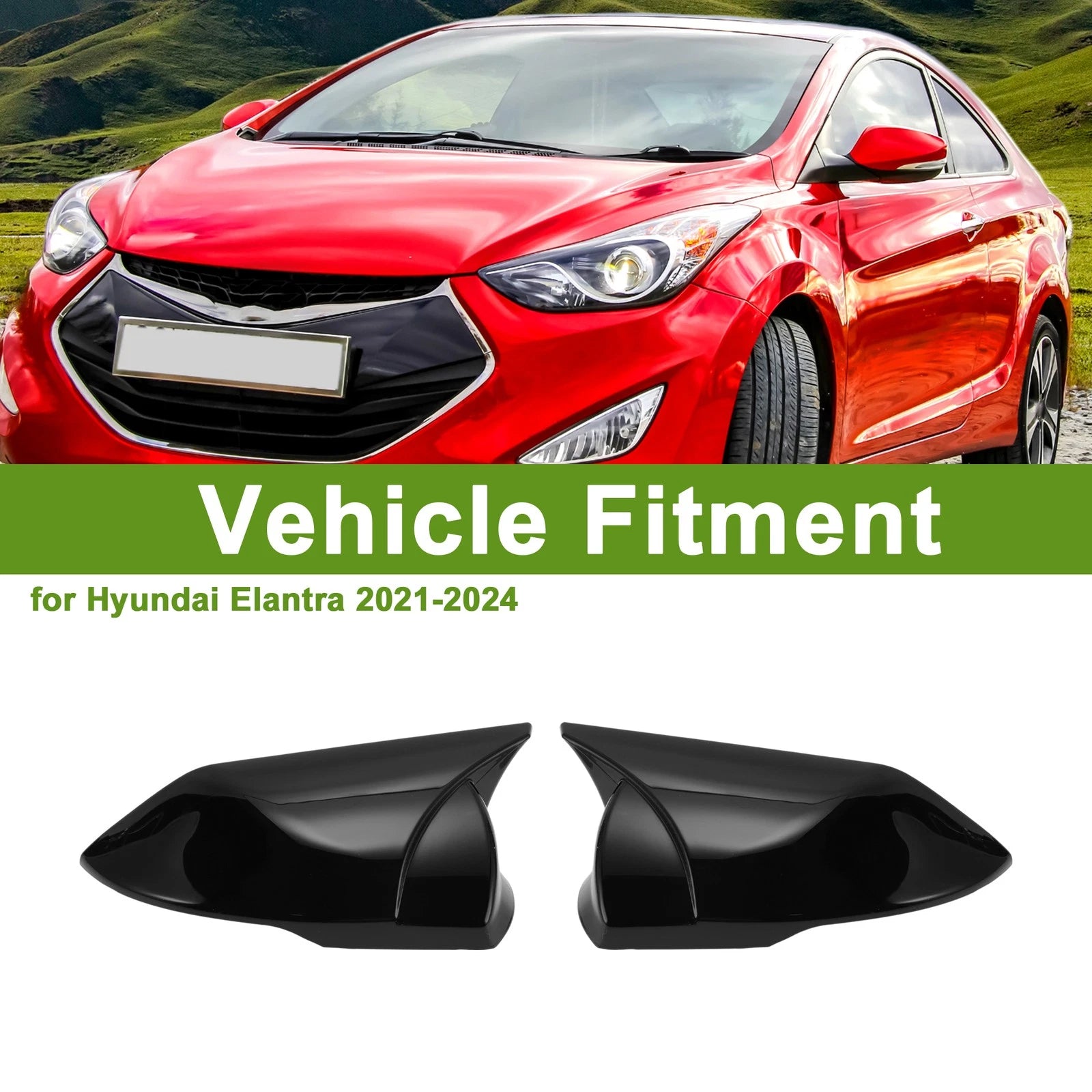 Set Left Right Side Mirror Cover Cap Replacement for Hyundai Elantra (2021–2024)