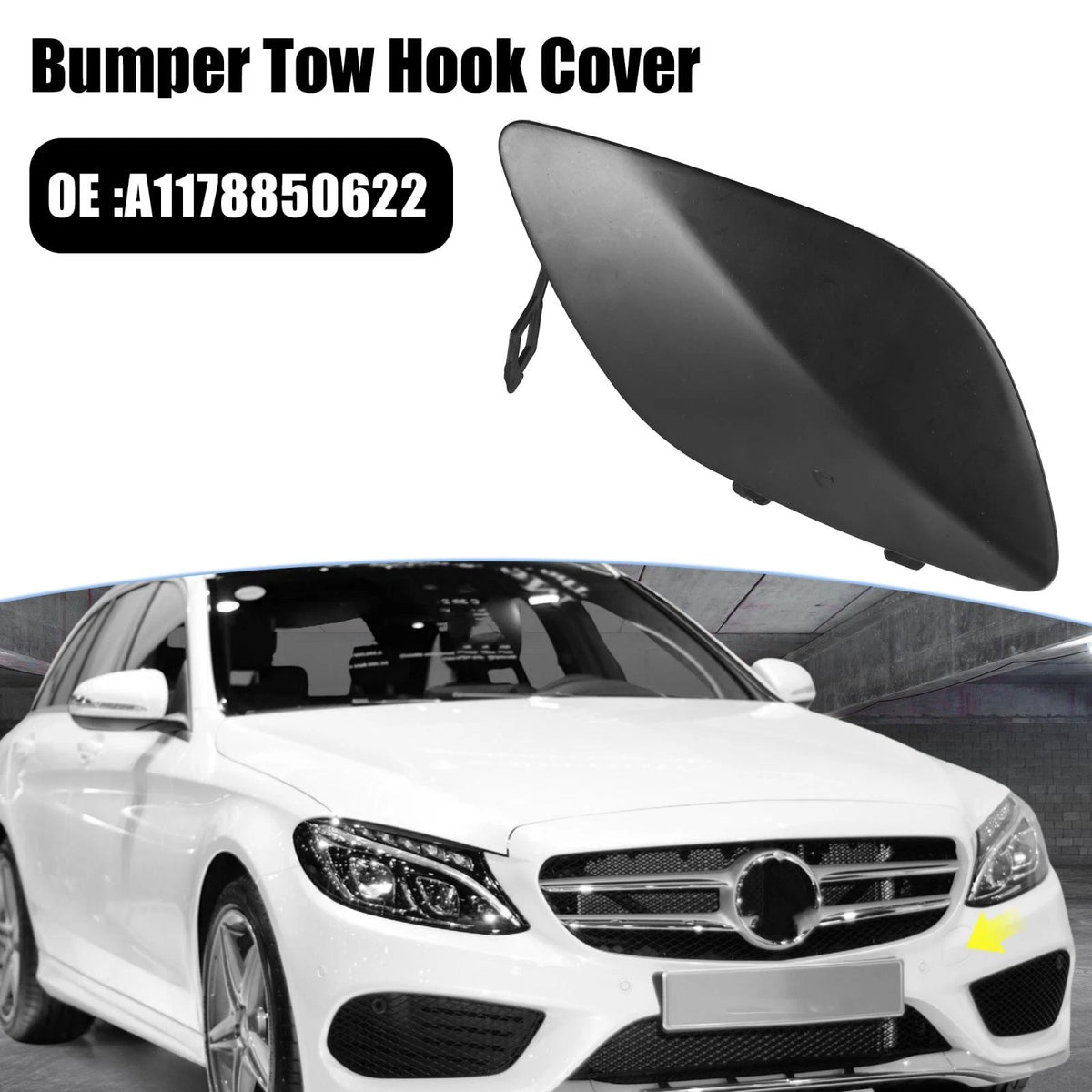 Front Bumper Tow Hook Cover for Mercedes-Benz CLA 250 (2014–2023) Black