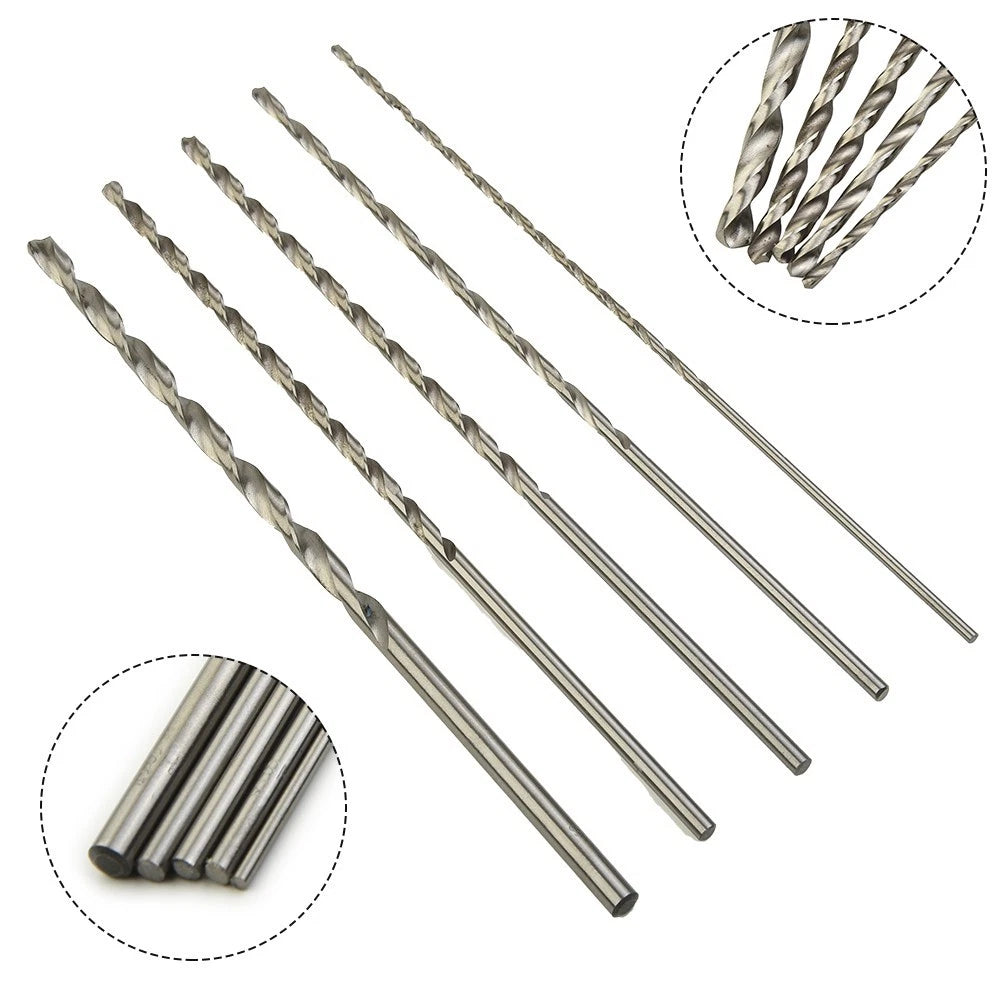 5Pcs Extra Long HSS Drill Bit Set for Metal (160mm, 2/3/3.5/4/5mm)