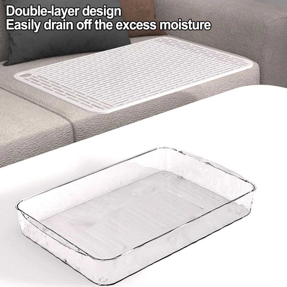 Serving Tray Dish Rack with Flat Drain Board for Kitchen and Dining Needs
