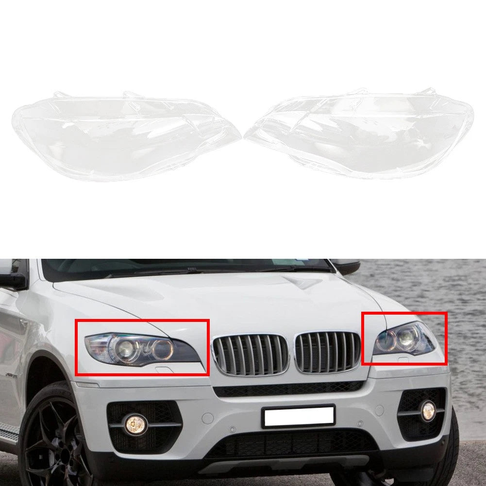 Headlight Lamp Lens Cover Pair for BMW X6 E71 (2008–2014)