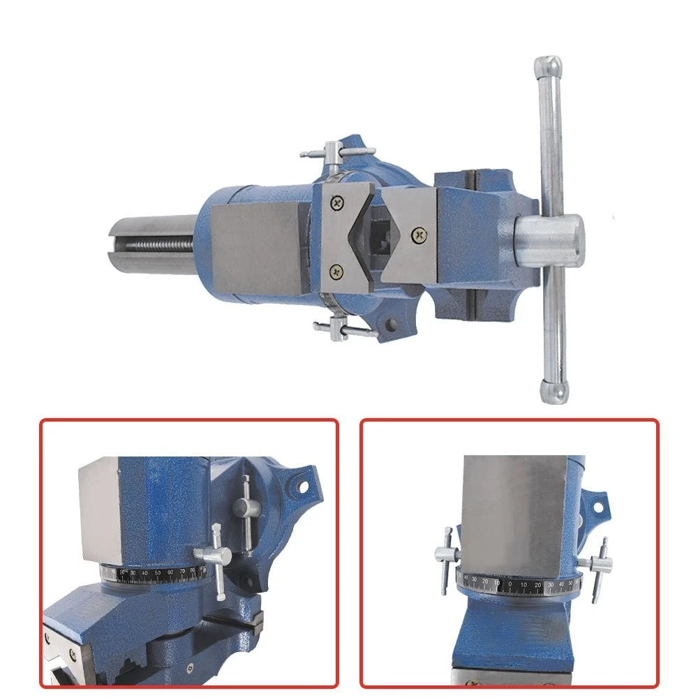 5-Inch Bench Vise with 360-Degree Rotation Clamp
