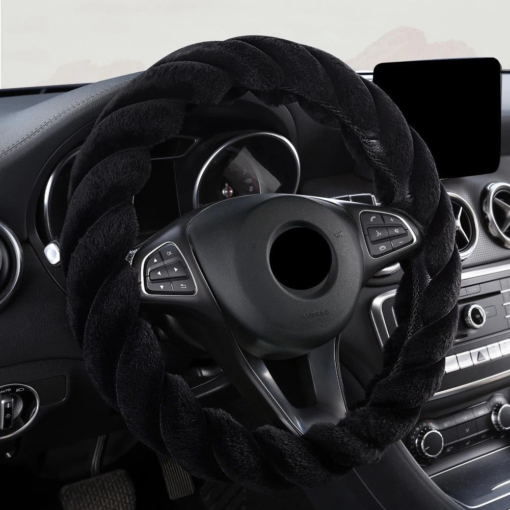Plush Steering Wheel Cover for Car Interior (37-38 CM)