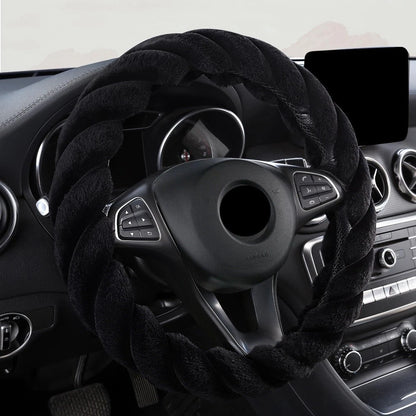 Plush Steering Wheel Cover for Car Interior (37-38 CM)
