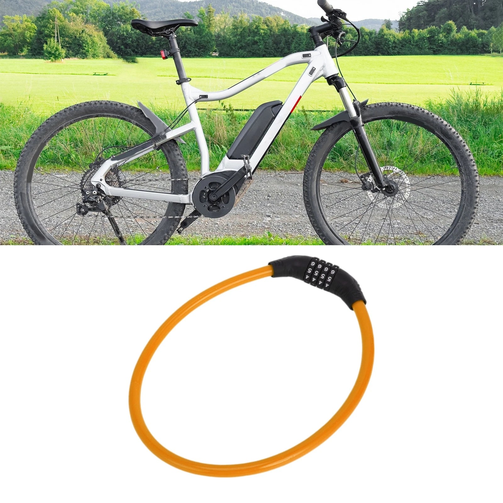 4 Digit Combination Bike Chain Lock for Bicycle Security Resettable Orange