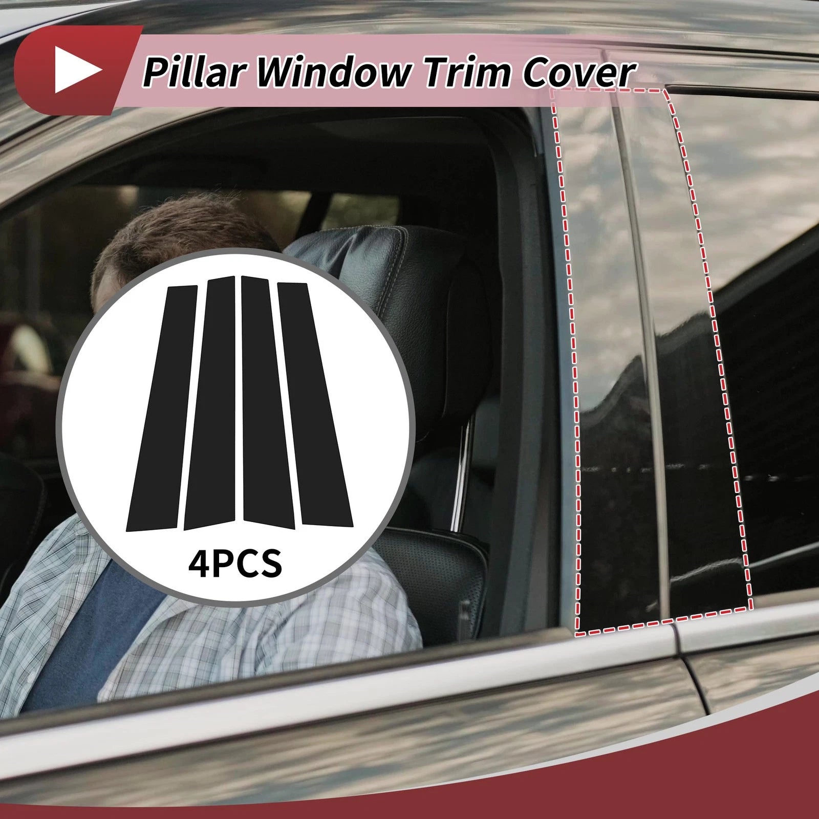 Door Pillar Window Trim 4pc Replacement for Lexus GS (2012–2019) Black