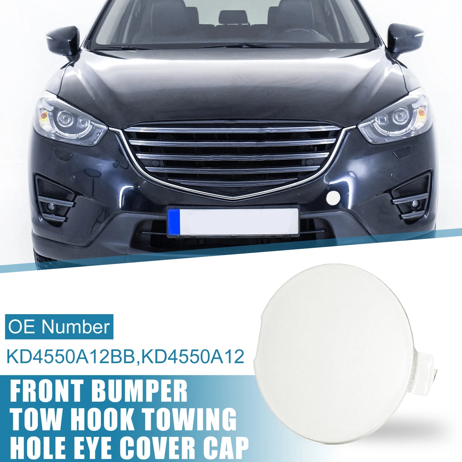 Front Bumper Tow Hook Cover Hole Eye Cap Replacement for Mazda CX-5 (2013–2016)