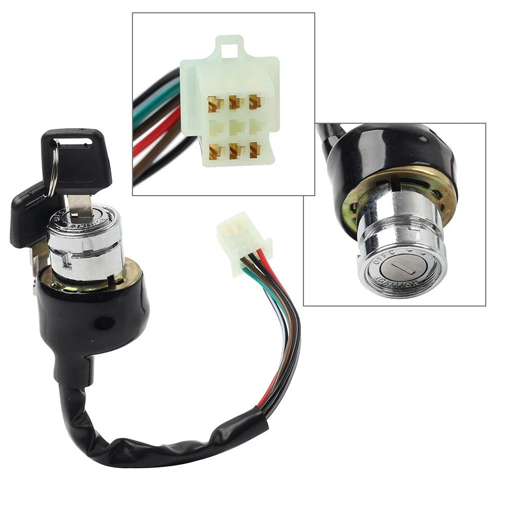 6Pin 6 Wire Ignition Barrel Switch + 2 Key Fit Motorcycle Scooter Quad Dirt Bike