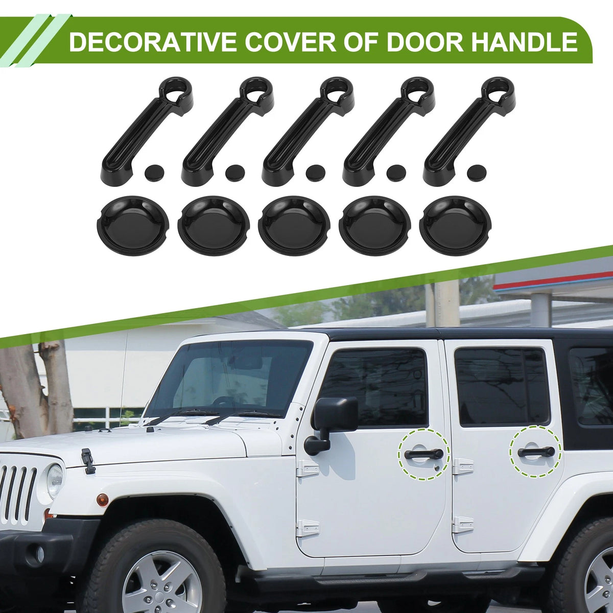 Set of 4 Decorative Door Handle Covers for Jeep Wrangler JK JKU (2007–2018) Black ABS
