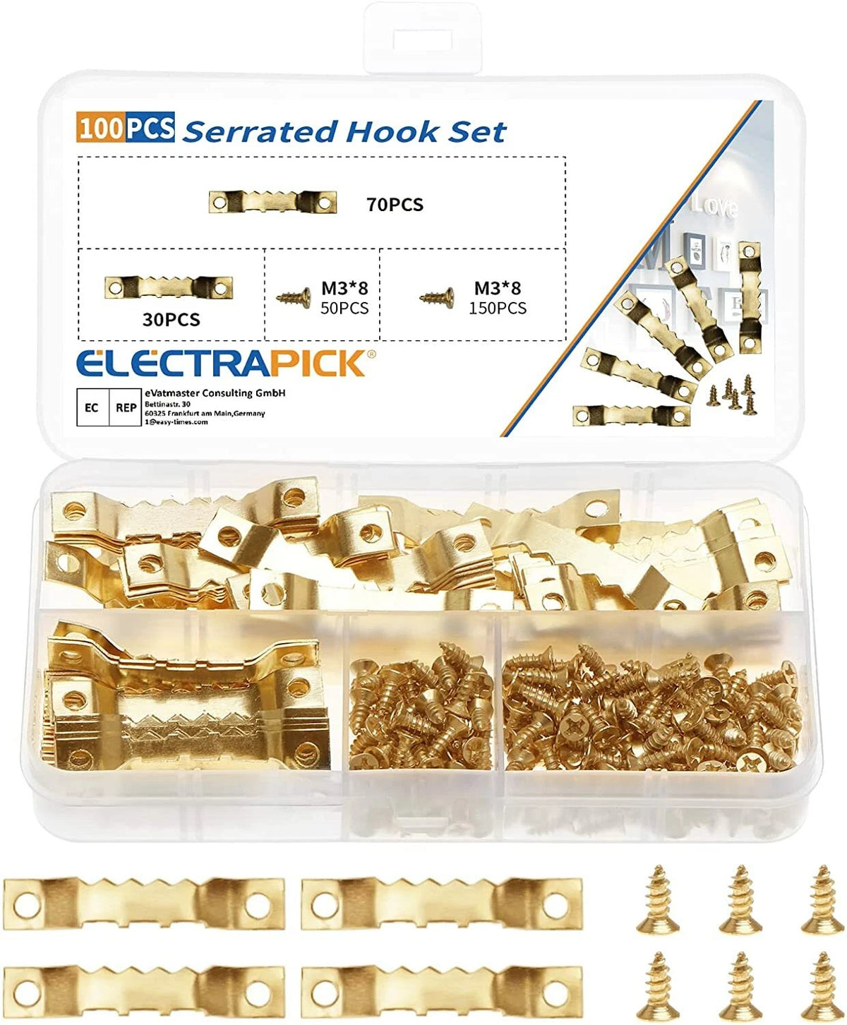 300Pcs Stainless Steel Saw Tooth Picture Frame Hanger Hooks + Screws