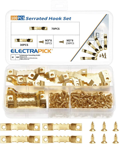 300Pcs Stainless Steel Saw Tooth Picture Frame Hanger Hooks + Screws