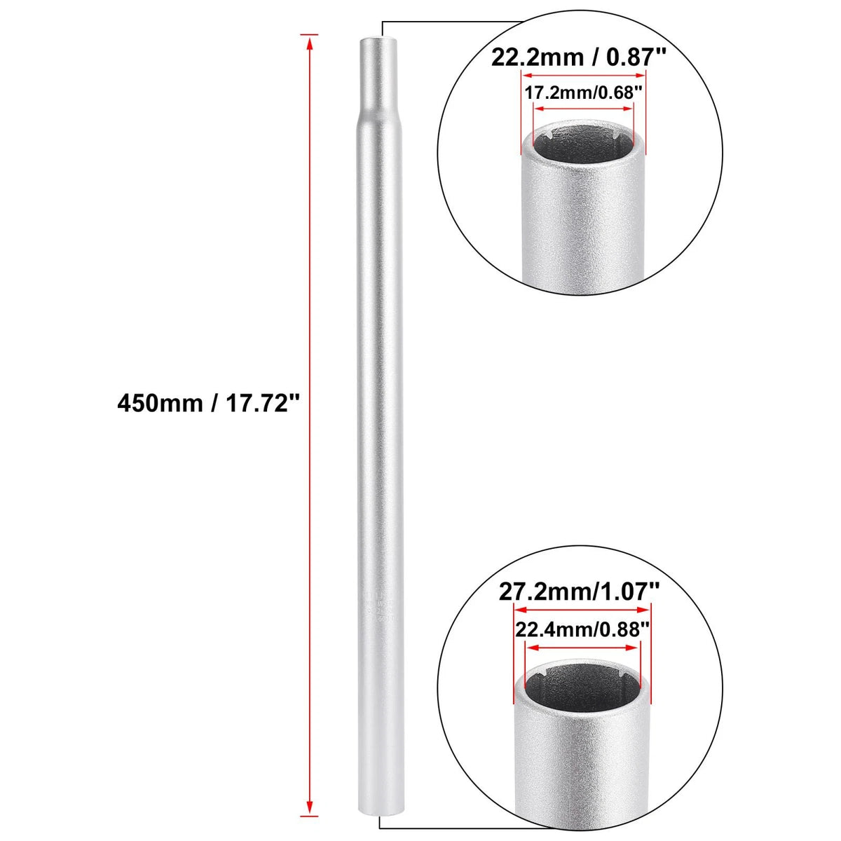 Aluminum Bike Seat Post Replacement for 27.2mm Bicycle (450mm) (2005–2015)