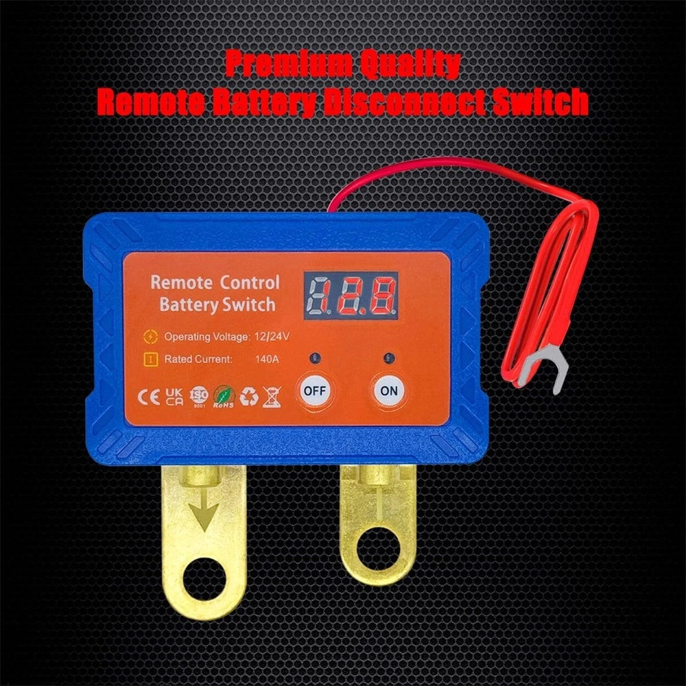 New 140A Remote Battery Disconnect Switch 12V with Voltmeter, Car Kill Switch