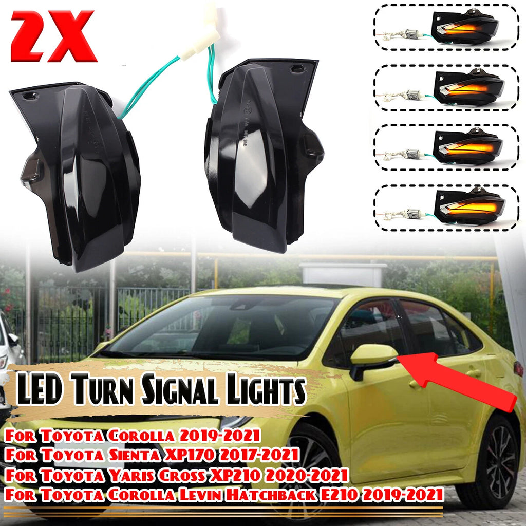 Dynamic LED Side Mirror Turn Signal Light for Toyota Corolla (2019–2021) Pair Smoked