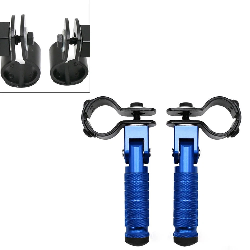 2X Blue Motorcycle Folding Rear Footpeg Kit for Universal (30mm-32mm)