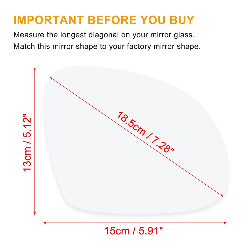 Right Heated Mirror Glass Replacement for Volkswagen Tiguan (2009–2017)