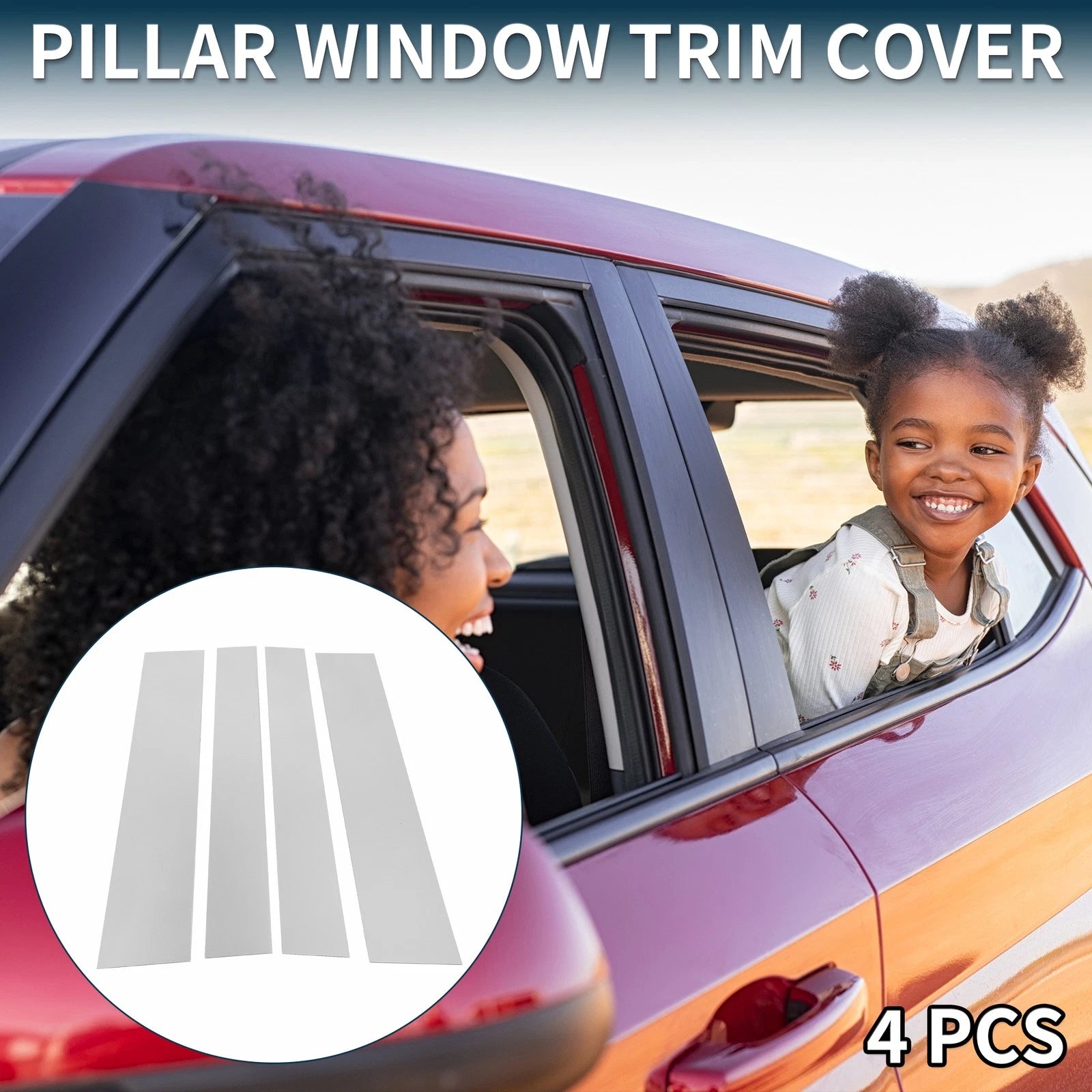 4 Pcs Door Pillar Window Trim Replacement for Toyota Sequoia (2008–2014)