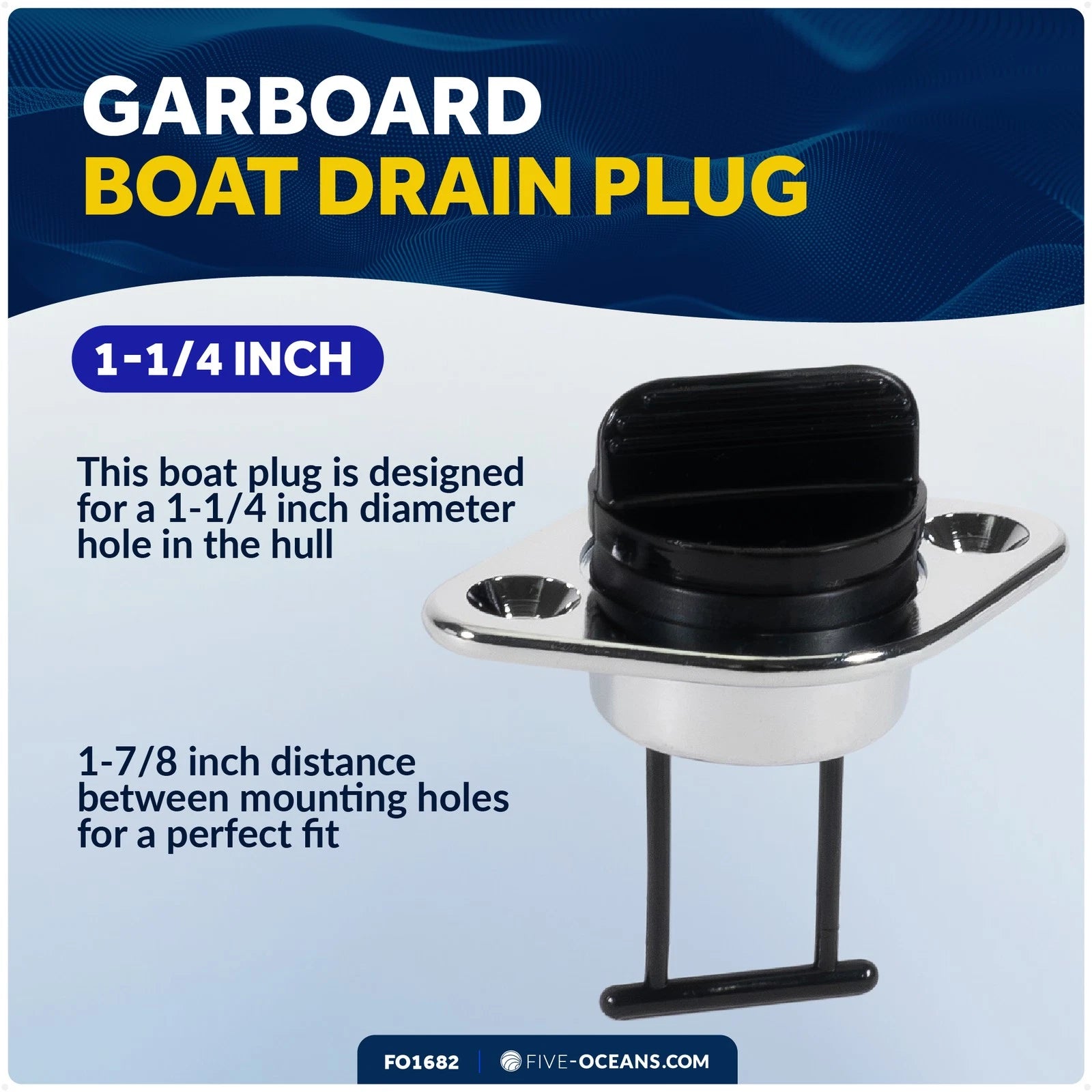 Captive Garboard Drain Plug for 1-1/4-Inch Transom Hole (FO1682)