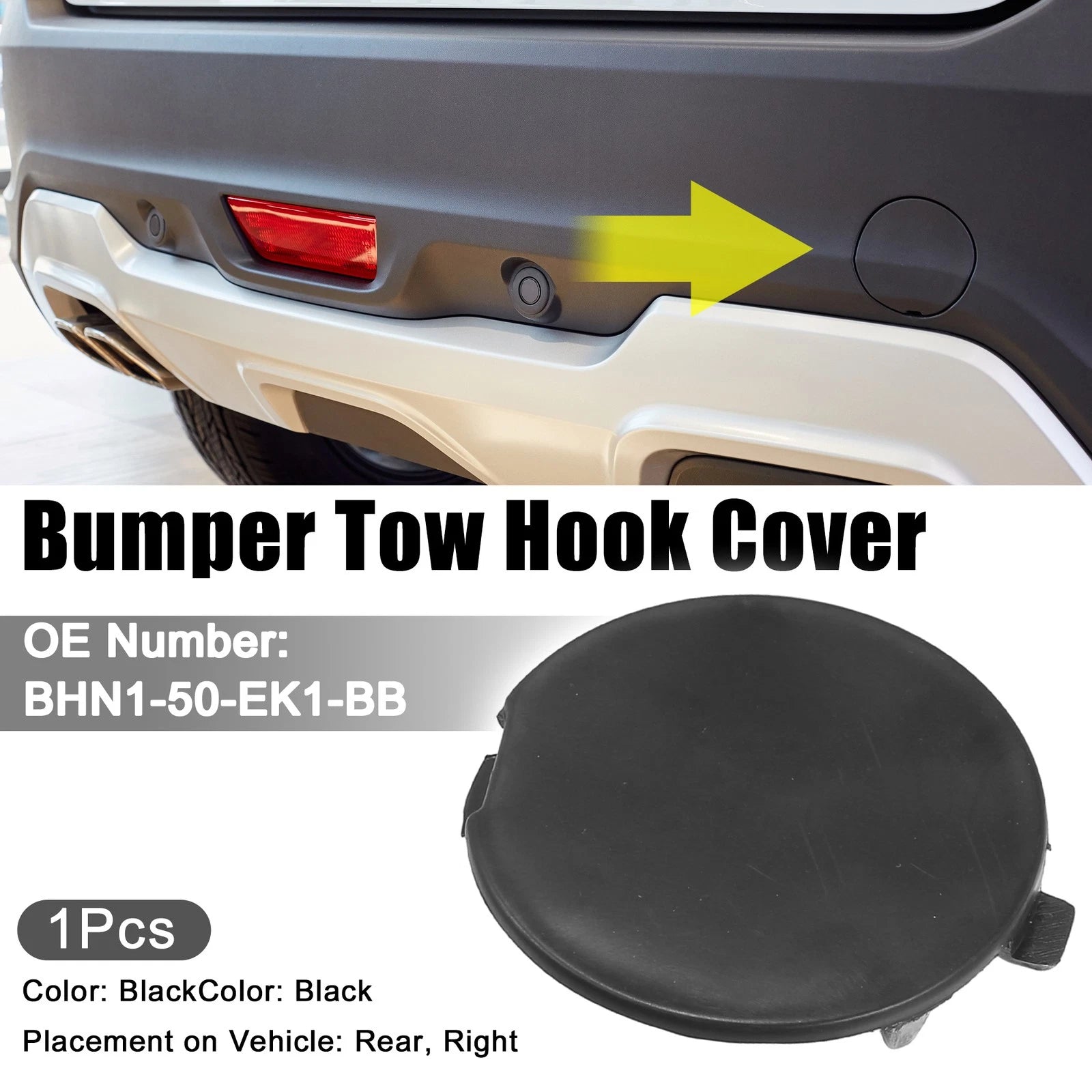 Rear Right Tow Eye Hook Cover Cap Replacement for Mazda 3 (2014–2018) Black