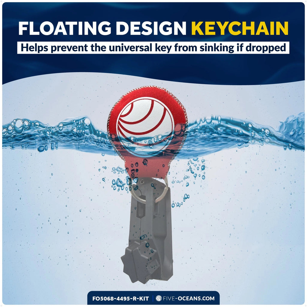 Adjustable Universal Deck Plate and Fill Key with Floating Red Keychain