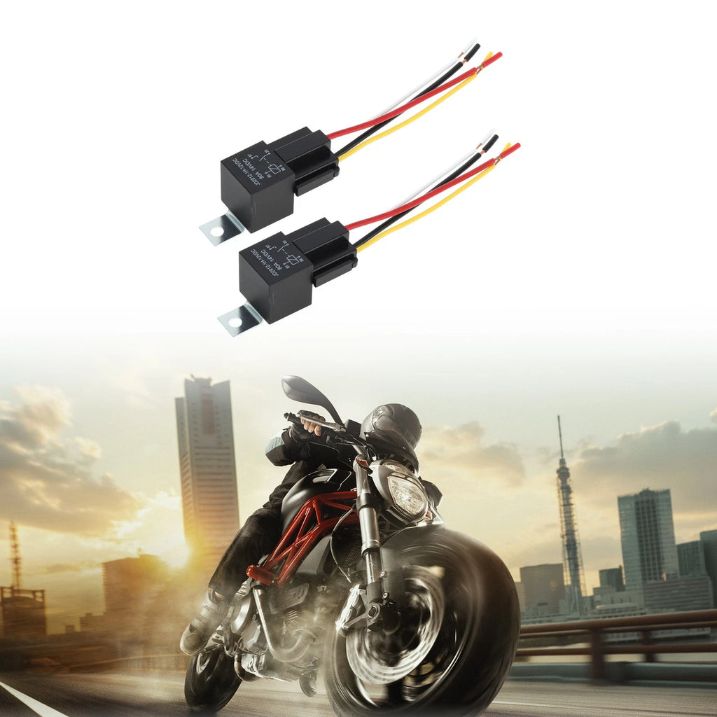2X 12V 80A Auto Relay with Harness Sockets for Universal Applications