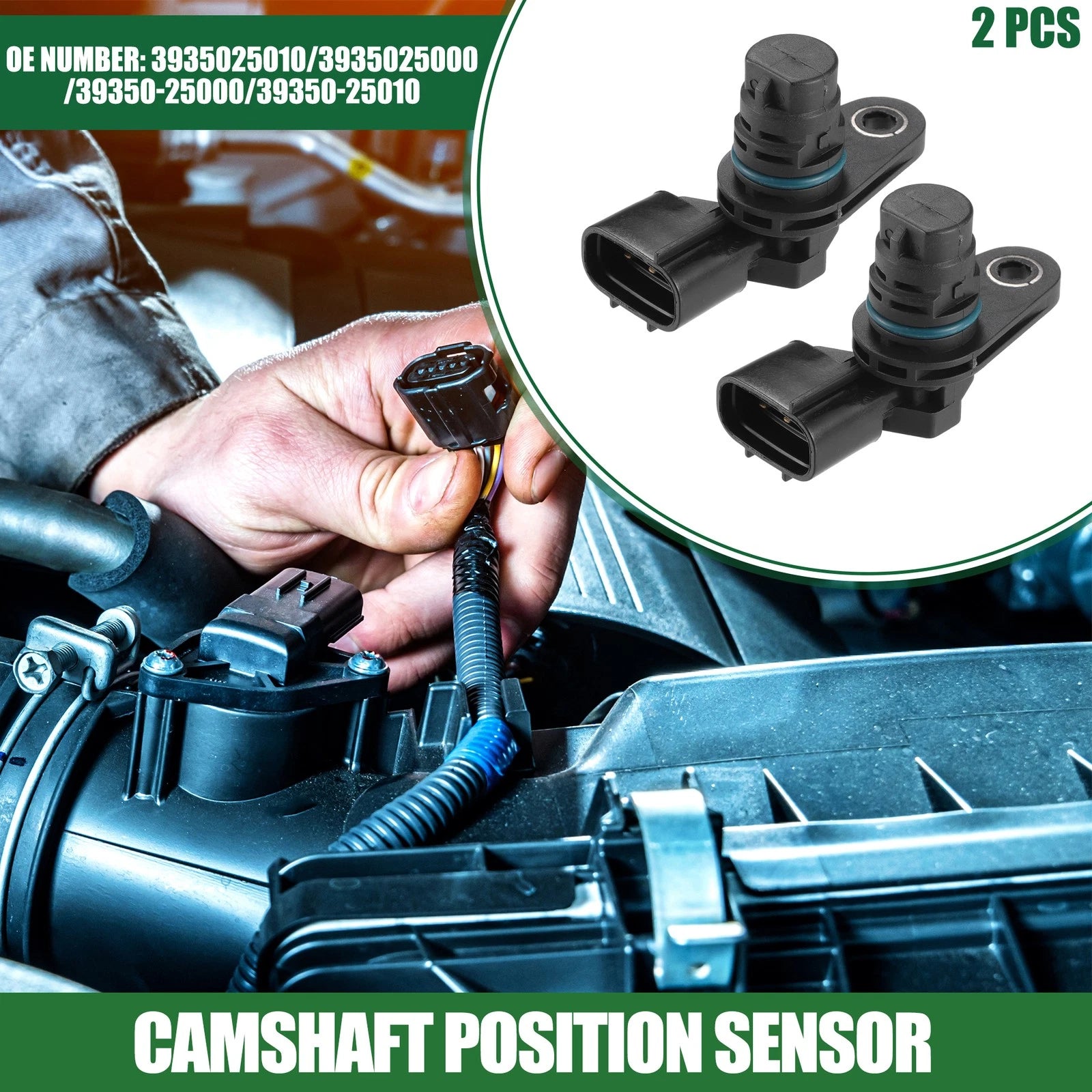2pcs Engine Camshaft Position Sensor Replacement for Hyundai Santa Fe (2010–2014)