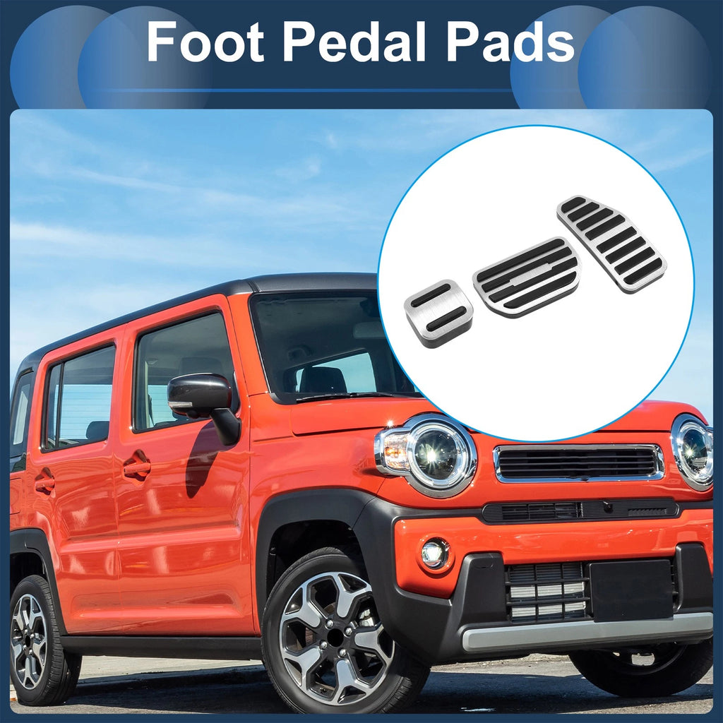 3Pcs Accelerator Pedal Covers for Suzuki Hustler (2014–2023) Silver Tone