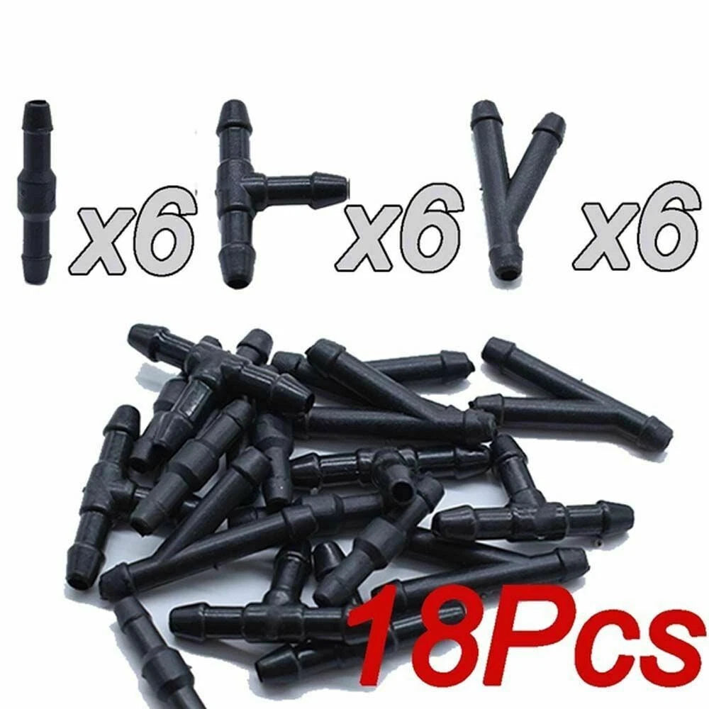 18 Pack Windshield Washer Hose Connector for Universal Vehicles (T/Y/I Type)