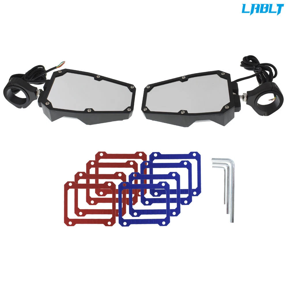 Set of 2 LED Side Mirrors for Polaris RZR (1.75"-2" Roll Cage)