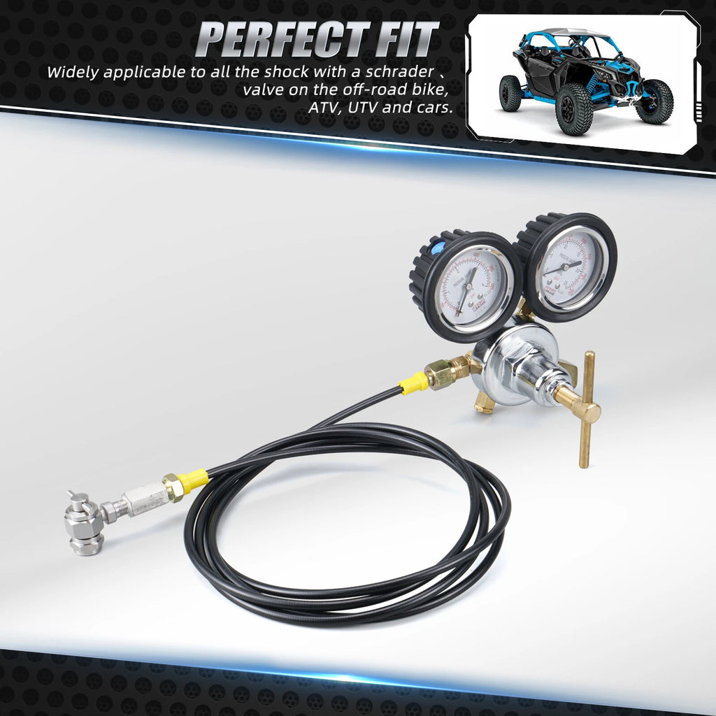 Nitrogen Regulator Shock Fill Kit for ATV UTV (380PSI, 8' Hose)