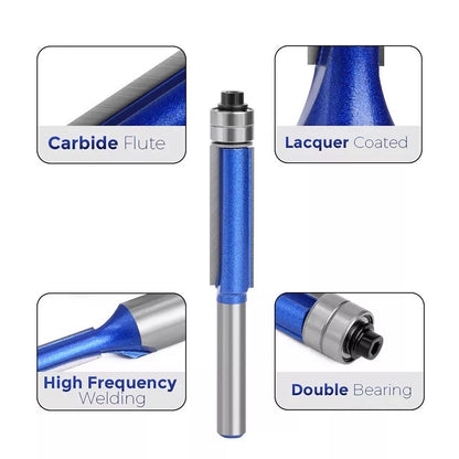 Set of 4 Router Bit Template Cutters for Woodworking (1/4 Shank)