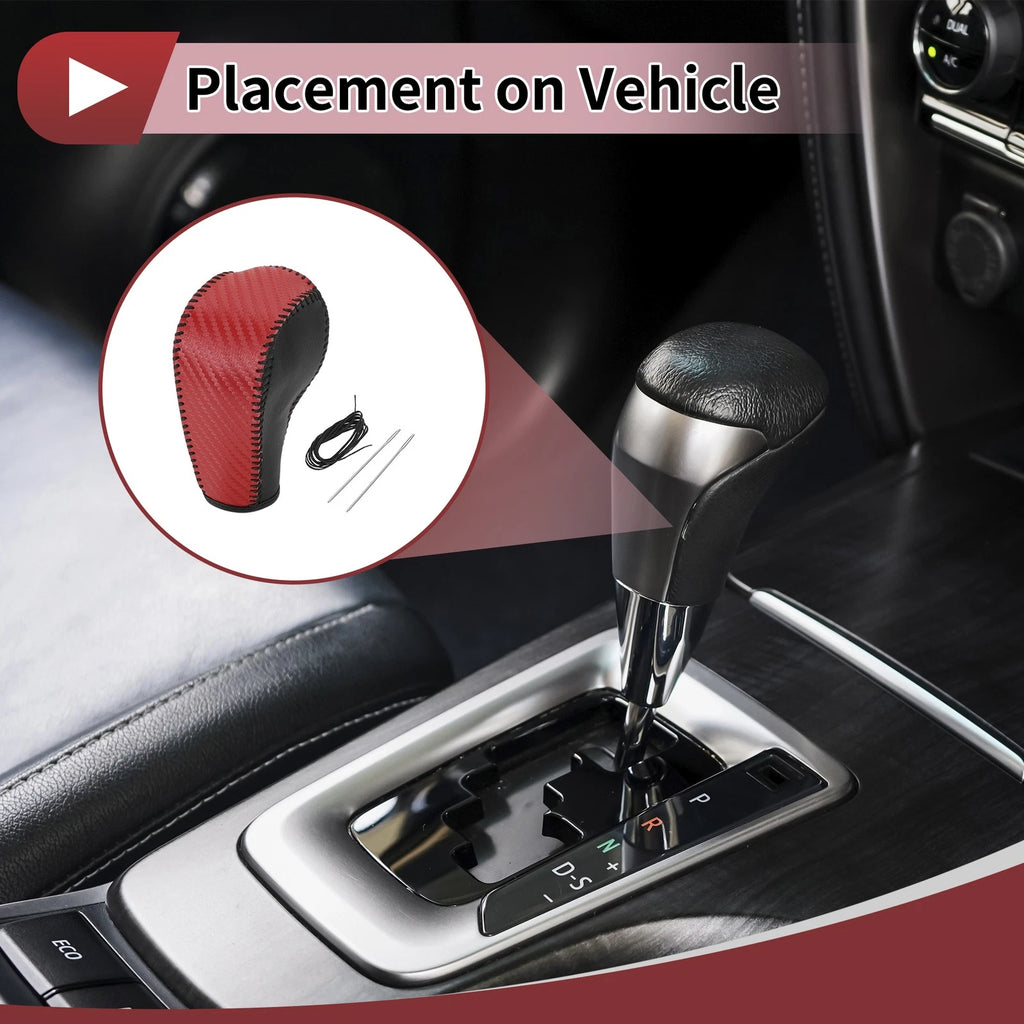 Gear Shift Knob Cover Replacement for Ford Edge (2011–2014) Red Faux Leather
