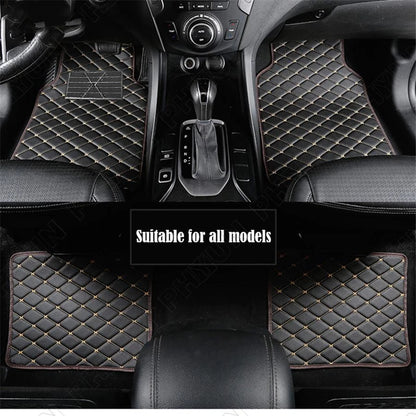 Set of 4 Black PU Leather Floor Mats for Various Vehicles