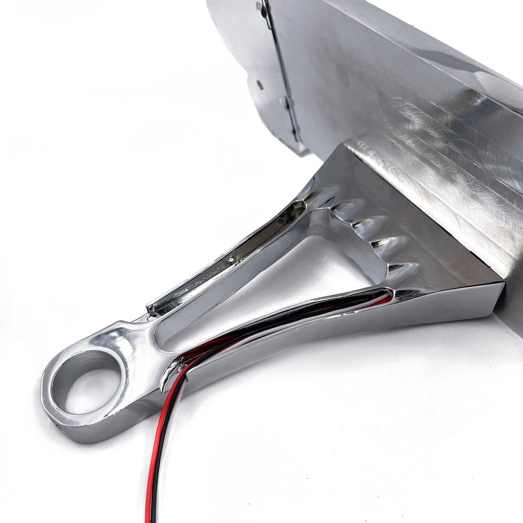 Chrome Side Mount License Plate Frame with Skull LED Brake Tail Light