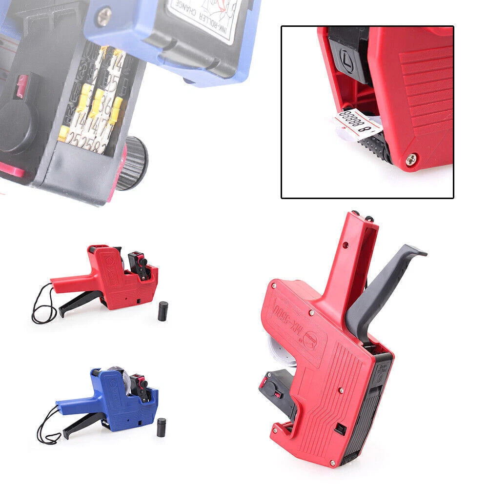 MX-5500 EOS 8 Digits Price Tag Gun Labeler Including Ink Roller Red Blue
