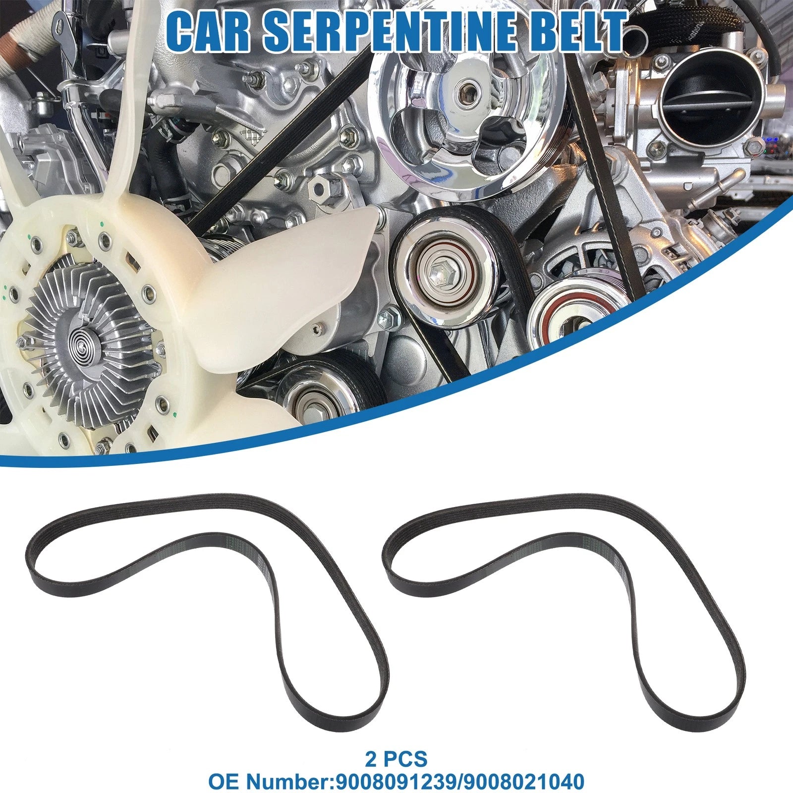 2pc Serpentine Belt Replacement Kit for Lexus RX 330 Base (2004–2006)